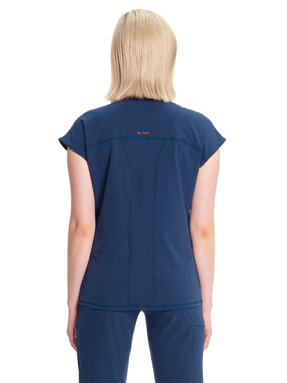 Women's Henley Scrub Top - IN622A - Navy