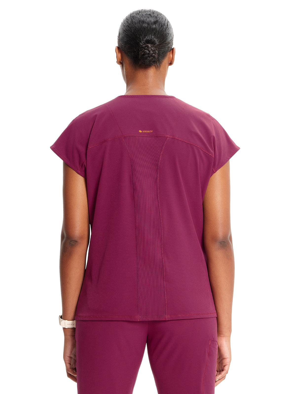 Women's Henley Scrub Top - IN622A - Wine