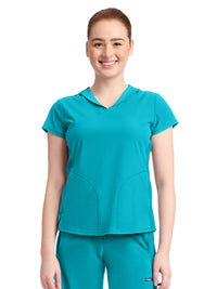 Women's 2-Pocket Mock-Wrap V-Neck Top - IN635A - Aquaturque
