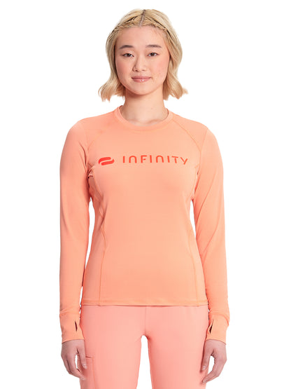 Women's Long Sleeve Underscrub Tee - IN641 - Electric Coral