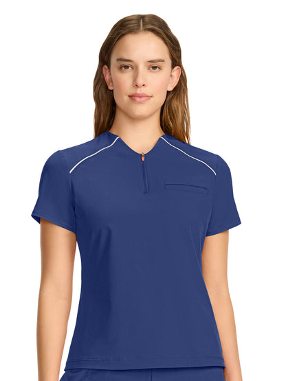 Women's 1-Pocket Henley Top - IN644A - Navy
