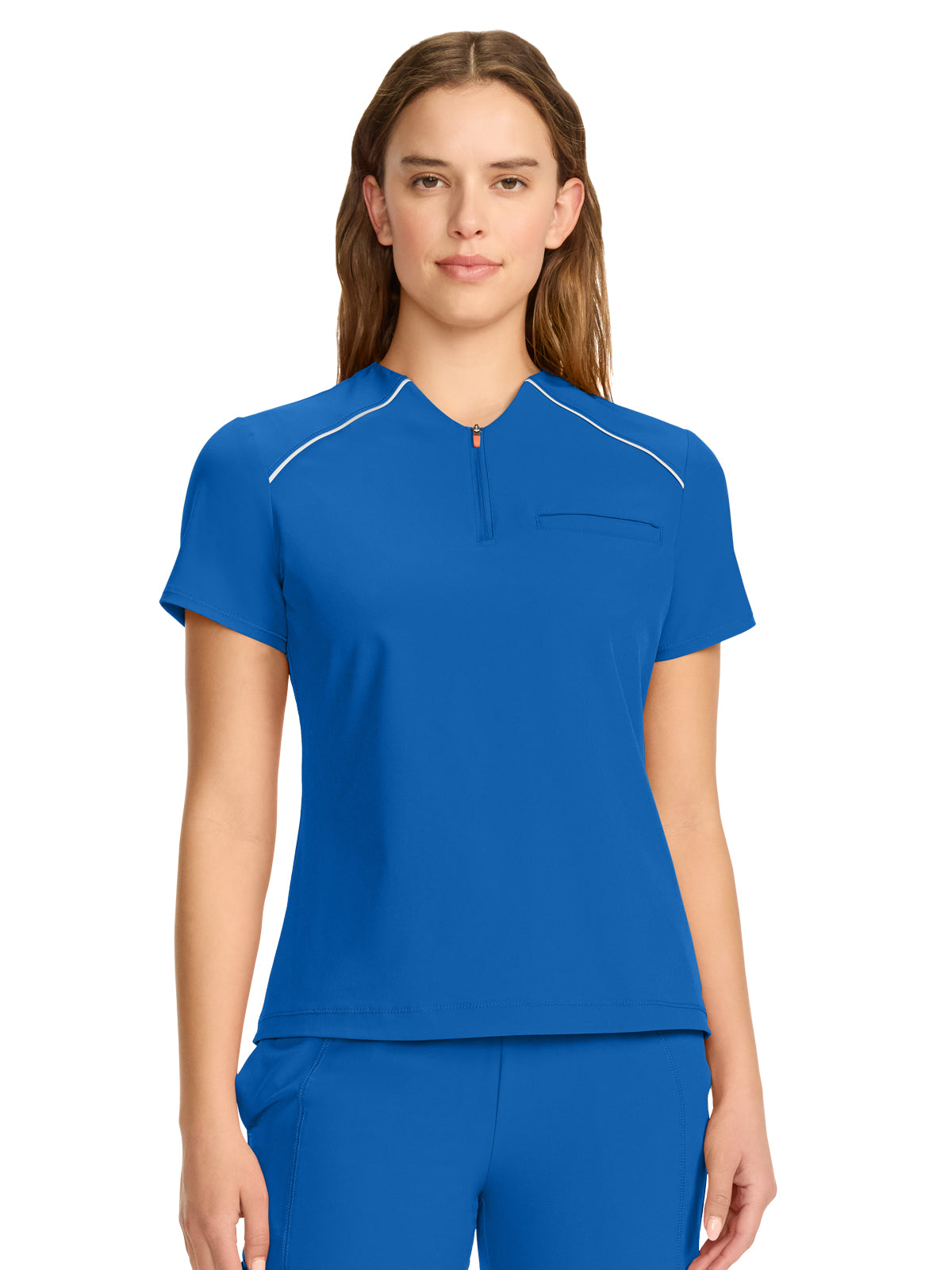 Women's 1-Pocket Henley Top - IN644A - Royal