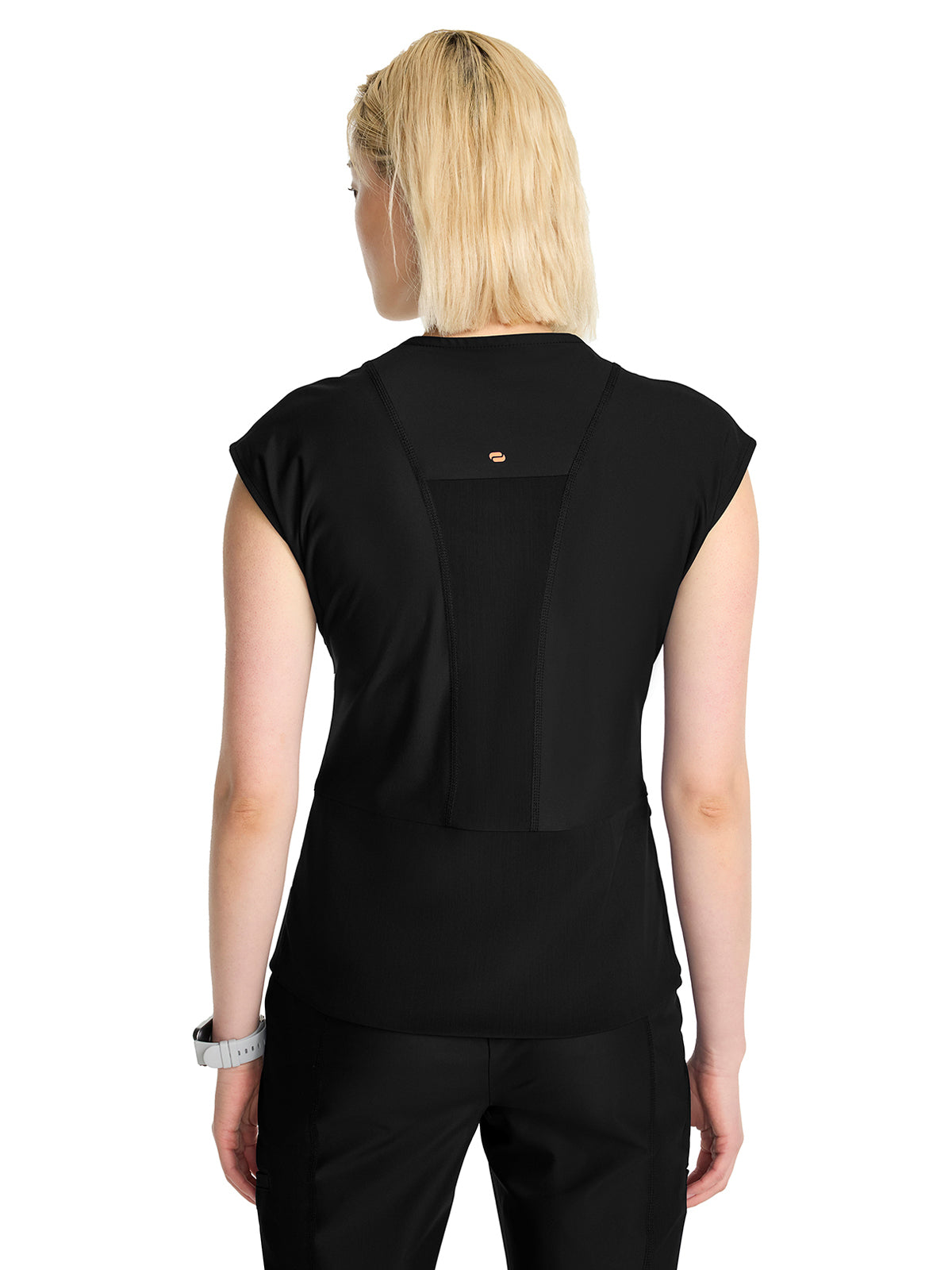 Women's 2-Pocket V-Neck Top - IN645A - Black