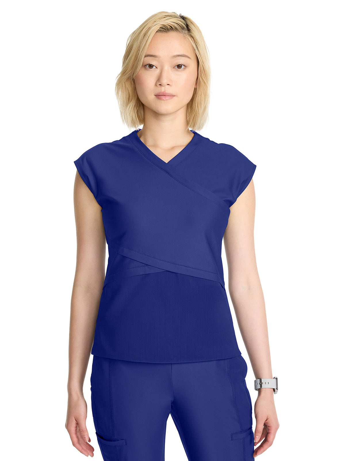 Women's 2-Pocket V-Neck Top - IN645A - Navy