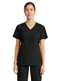 Women's 2-Pocket V-Neck Top - IN647A - Black
