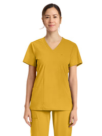 Women's 2-Pocket V-Neck Top - IN647A - Butterscotch