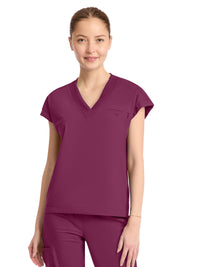 Women's 1-Pocket V-Neck Top - IN650A - Wine
