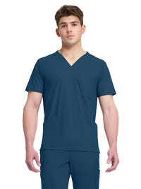 Men's 3-Pocket V-Neck Top - IN651A - Caribbean Blue