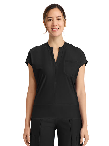 Women's 1-Pocket V-Neck Top - IN655A - Black