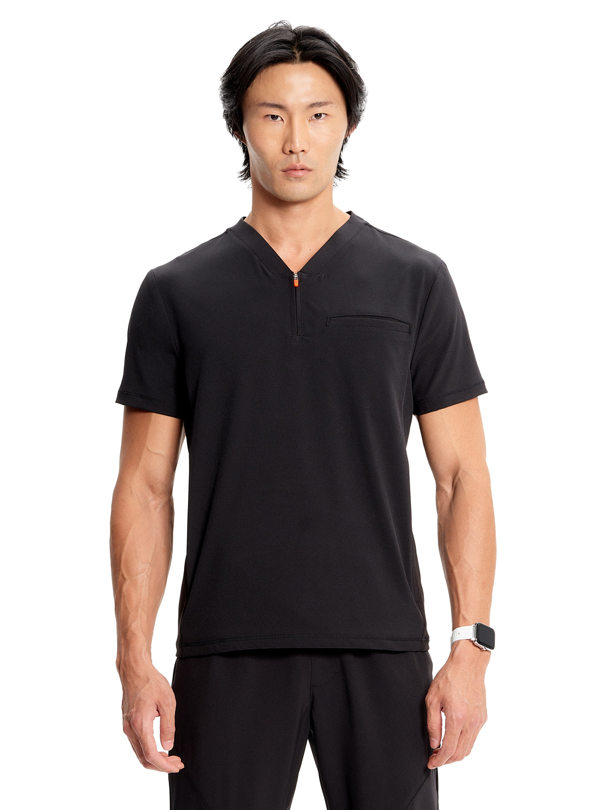 Men's V-Neck Scrub Top - IN702A - Black