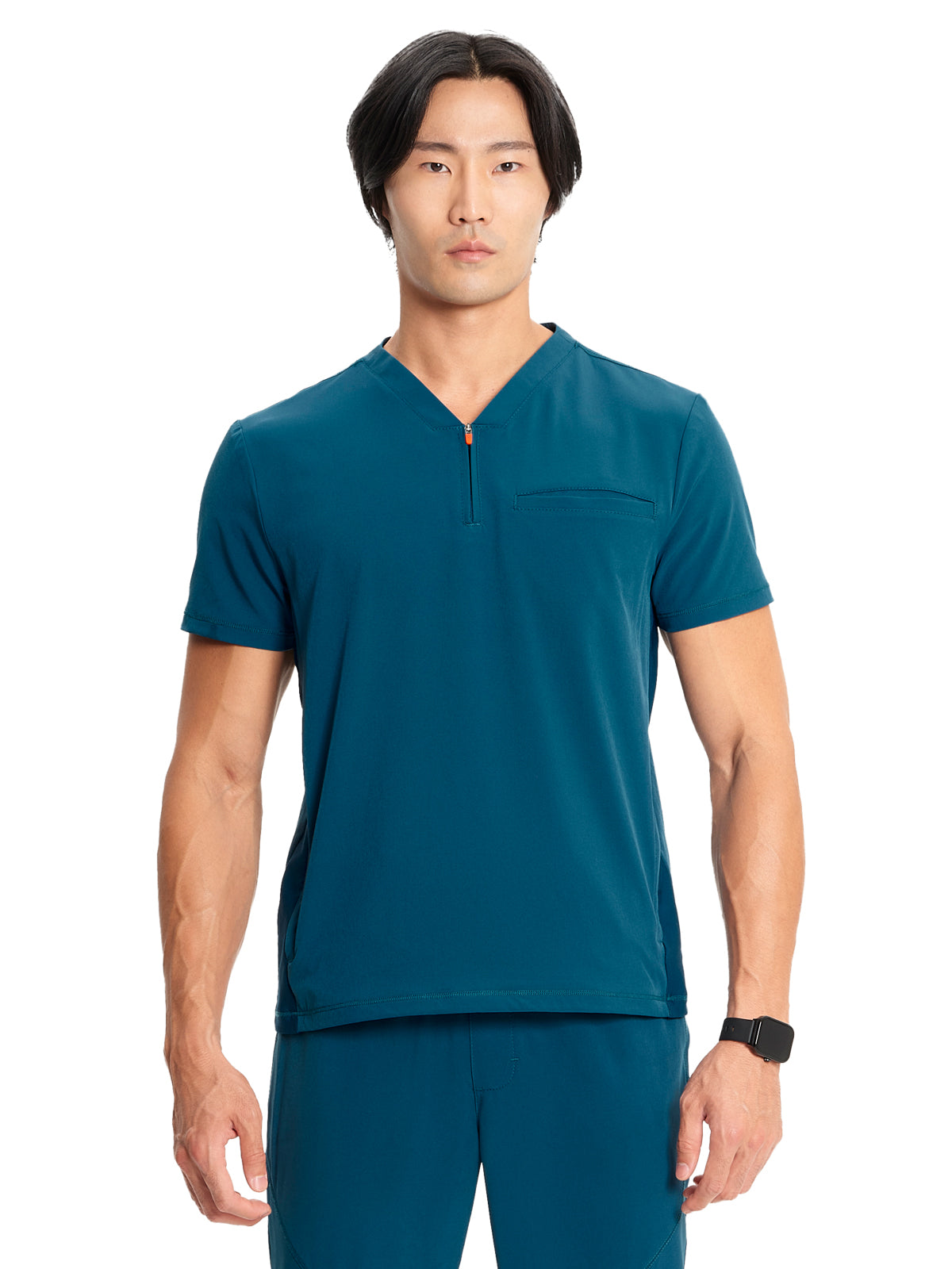 Men's V-Neck Scrub Top - IN702A - Caribbean Blue