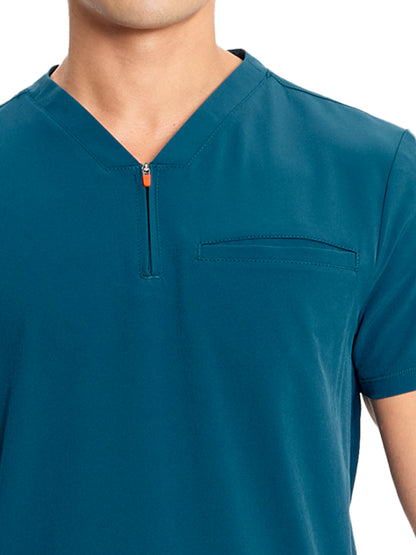 Men's V-Neck Scrub Top - IN702A - Caribbean Blue