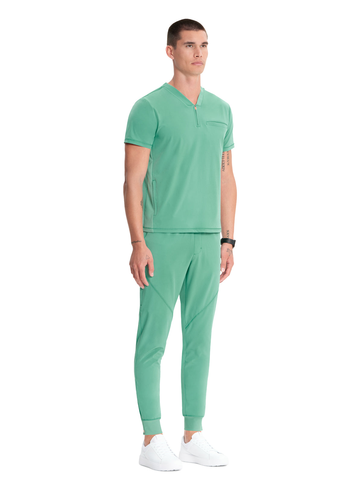 Men's V-Neck Scrub Top - IN702A - Matcha Latte