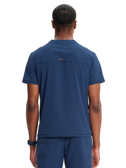 Men's V-Neck Scrub Top - IN702A - Navy