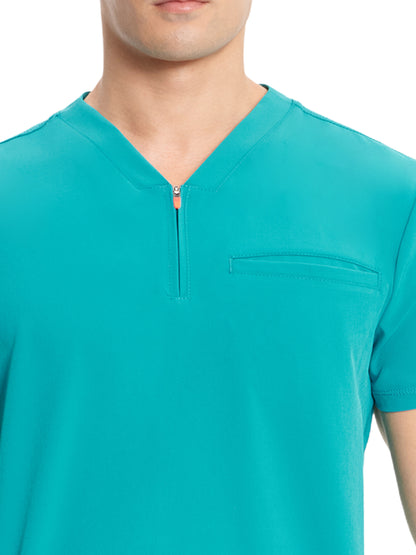 Men's V-Neck Scrub Top - IN702A - Teal Blue