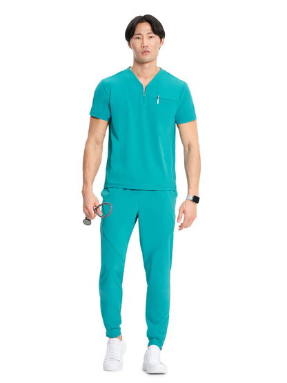 Men's V-Neck Scrub Top - IN702A - Teal Blue