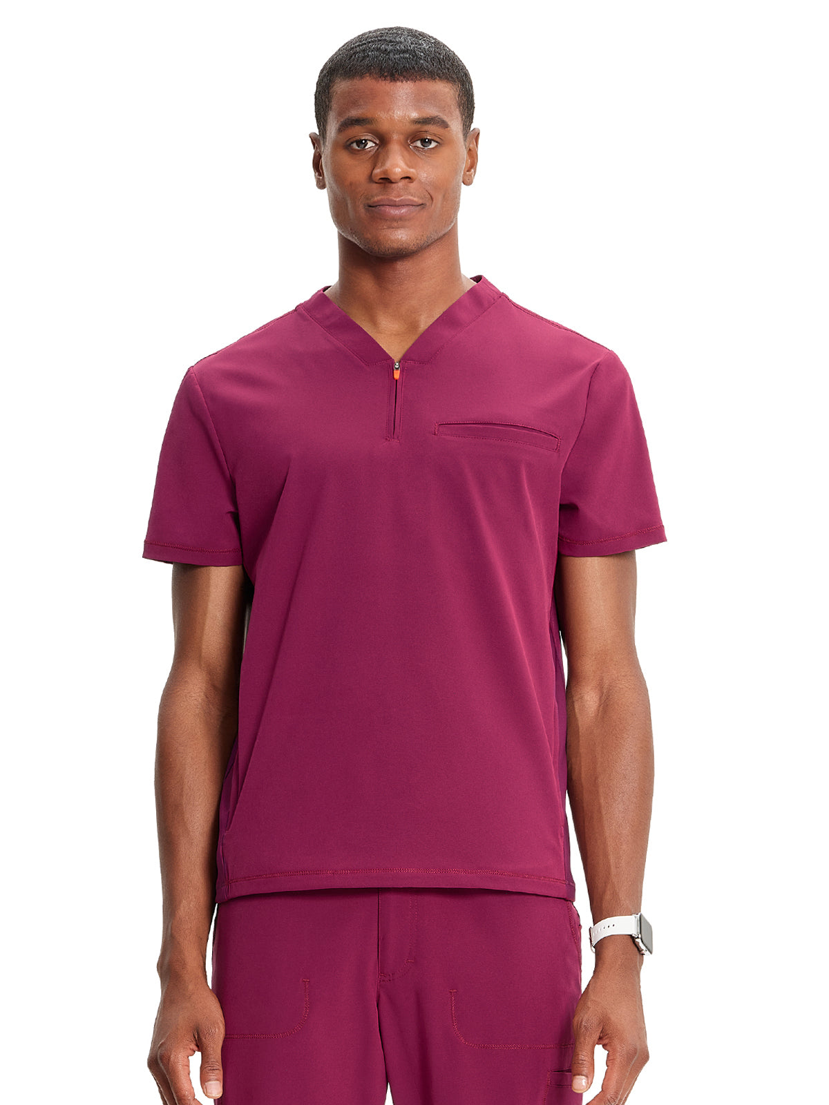 Men's V-Neck Scrub Top - IN702A - Wine