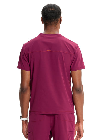 Men's V-Neck Scrub Top - IN702A - Wine