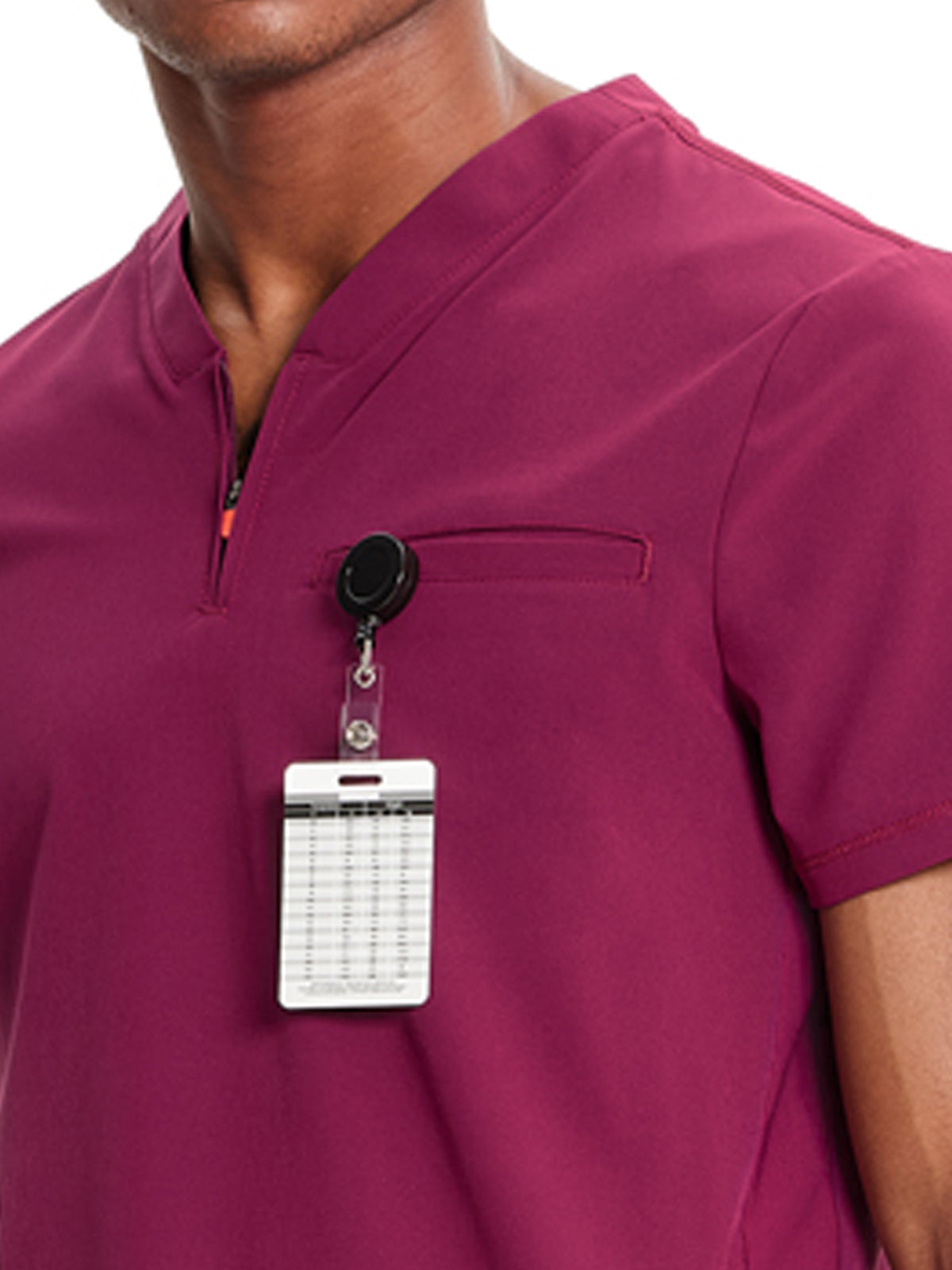 Men's V-Neck Scrub Top - IN702A - Wine