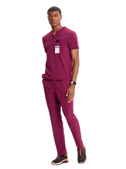 Men's V-Neck Scrub Top - IN702A - Wine