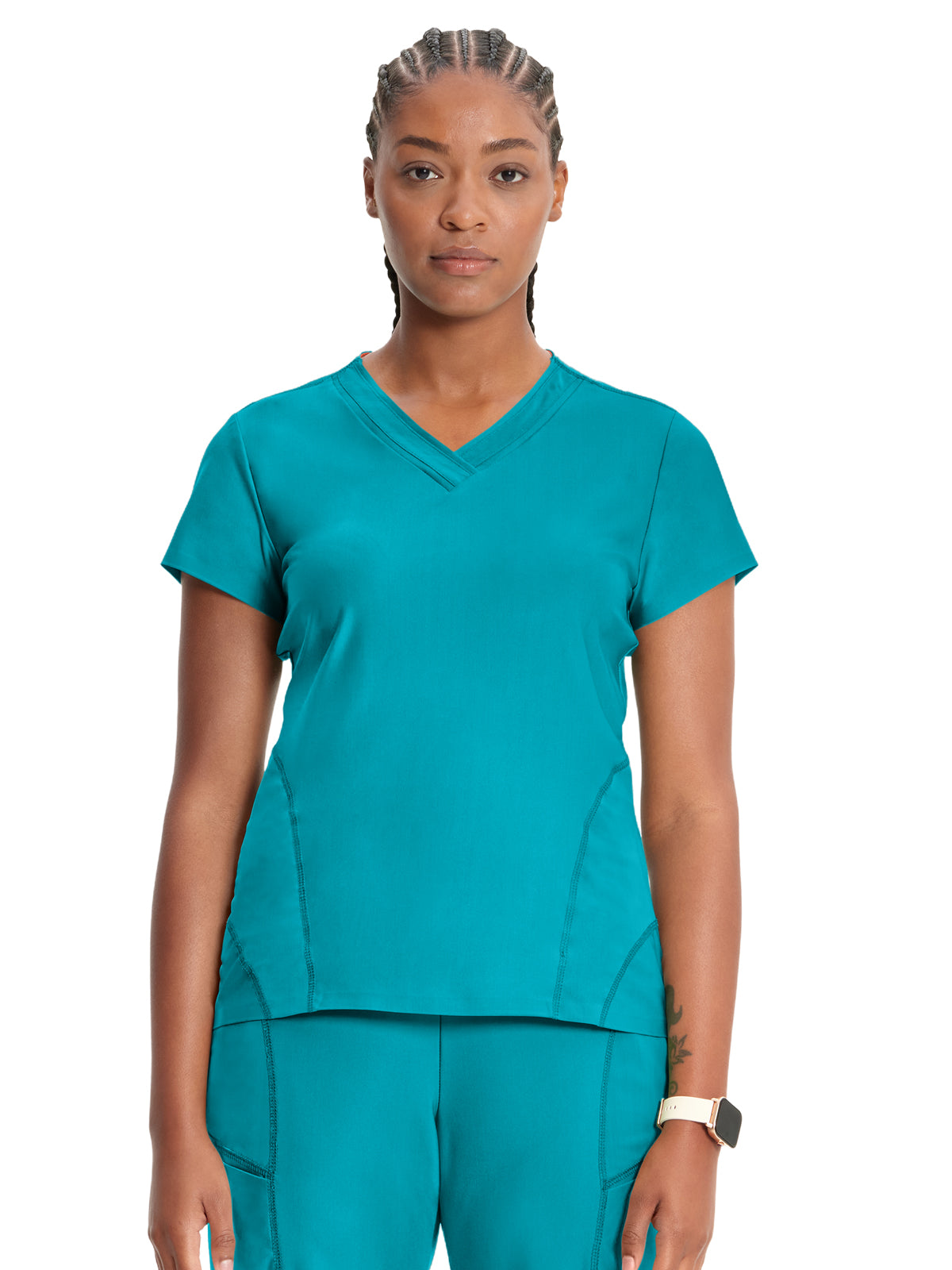 Women's 2-Pocket V-Neck Top - IN706A - Aquaturque