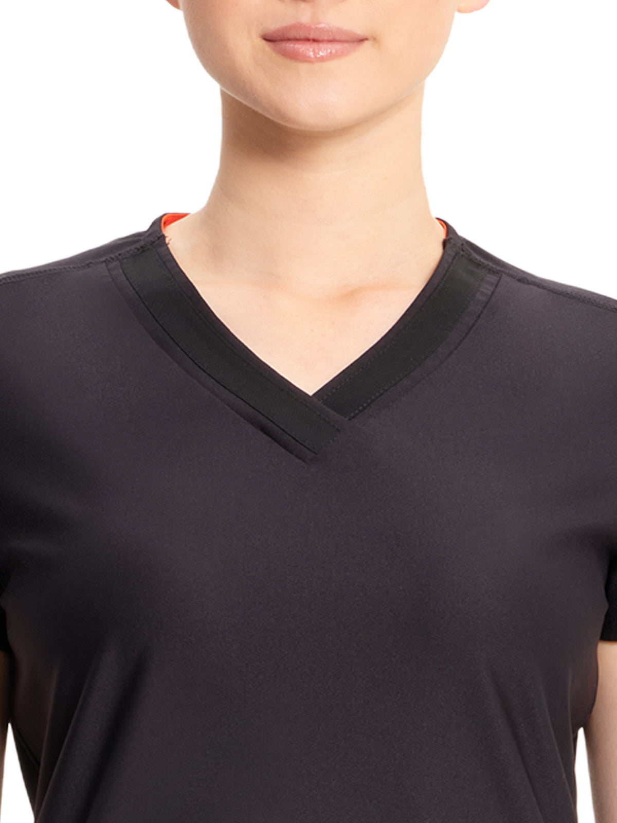 Women's 2-Pocket V-Neck Scrub Top - IN706A - Black