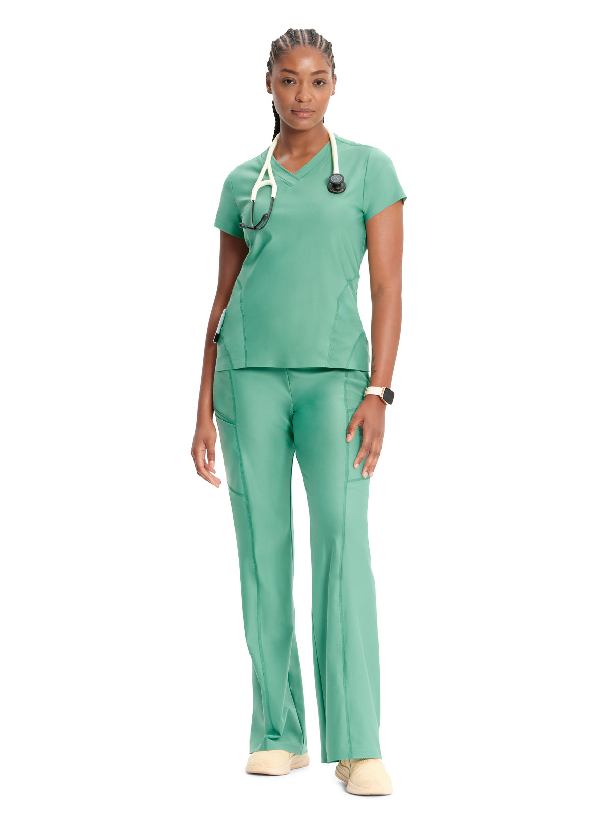 Women's 2-Pocket V-Neck Scrub Top - IN706A - Matcha Latte