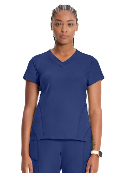 Women's 2-Pocket V-Neck Top - IN706A - Navy