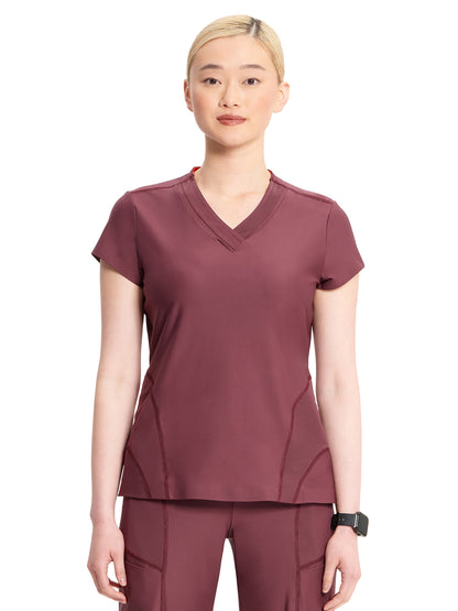 Women's 2-Pocket V-Neck Scrub Top - IN706A - Plum Velvet