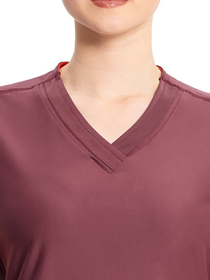 Women's 2-Pocket V-Neck Scrub Top - IN706A - Plum Velvet