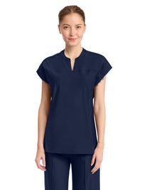 Women's 2-Pocket Henley Top - IN811A - Navy