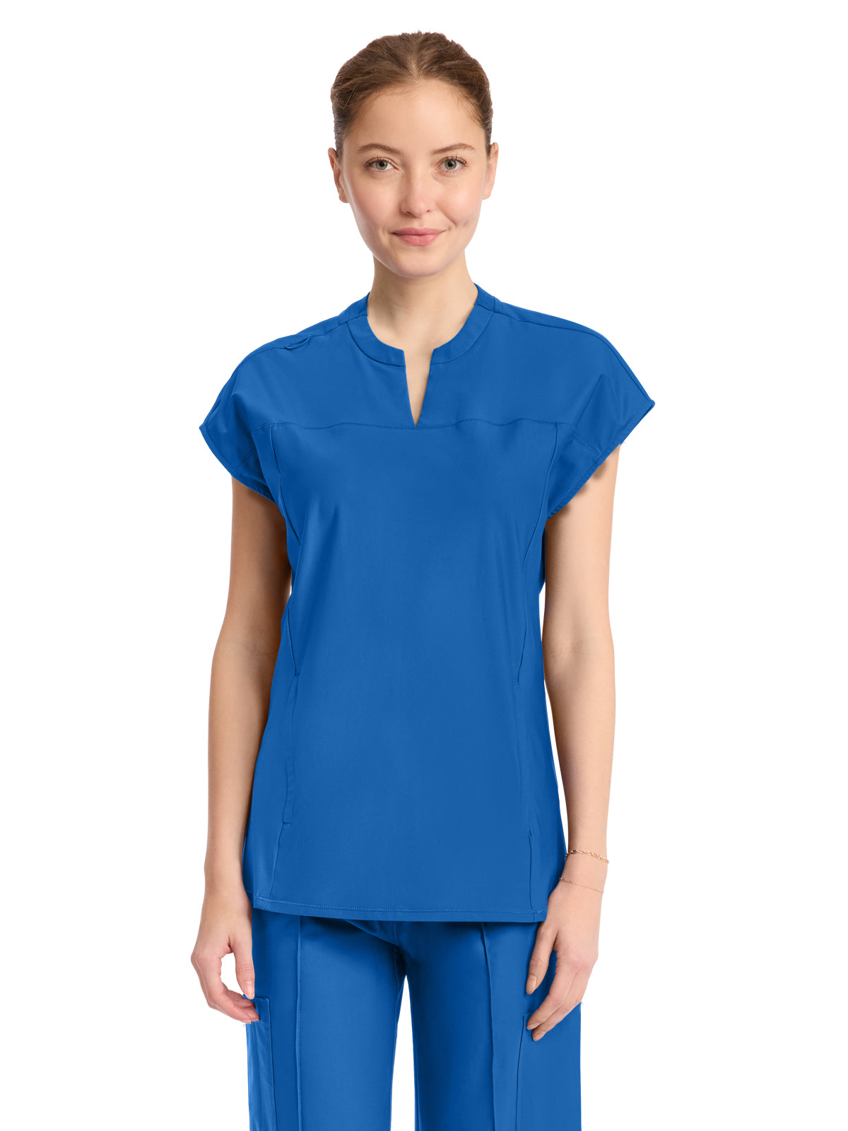 Women's 2-Pocket Henley Top - IN811A - Royal