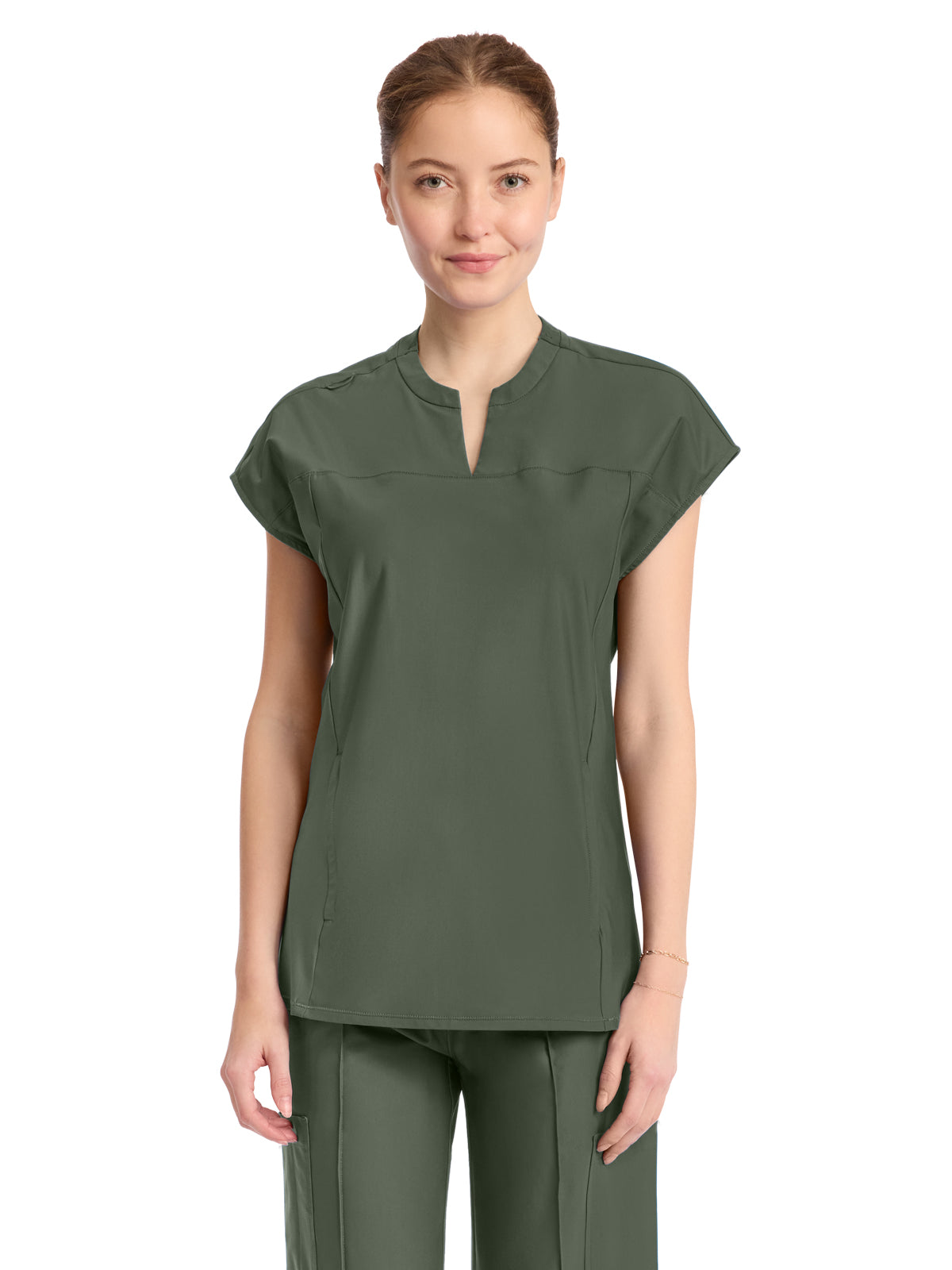 Women's 2-Pocket Henley Top - IN811A - Sap Green