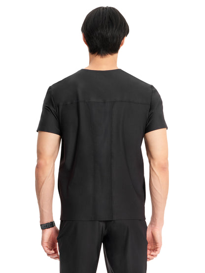 Men's 3-Pocket V-Neck Scrub Top - IN823A - Black