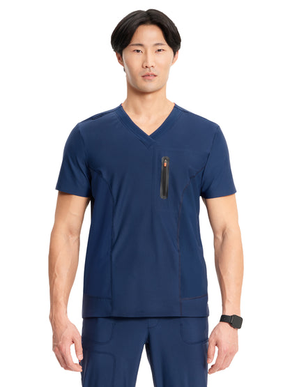 Men's 3-Pocket V-Neck Scrub Top - IN823A - Navy