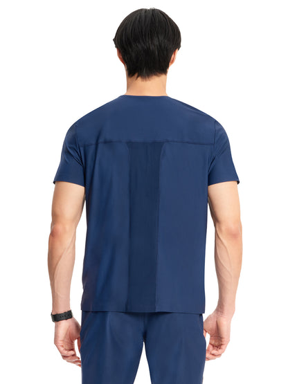 Men's 3-Pocket V-Neck Scrub Top - IN823A - Navy