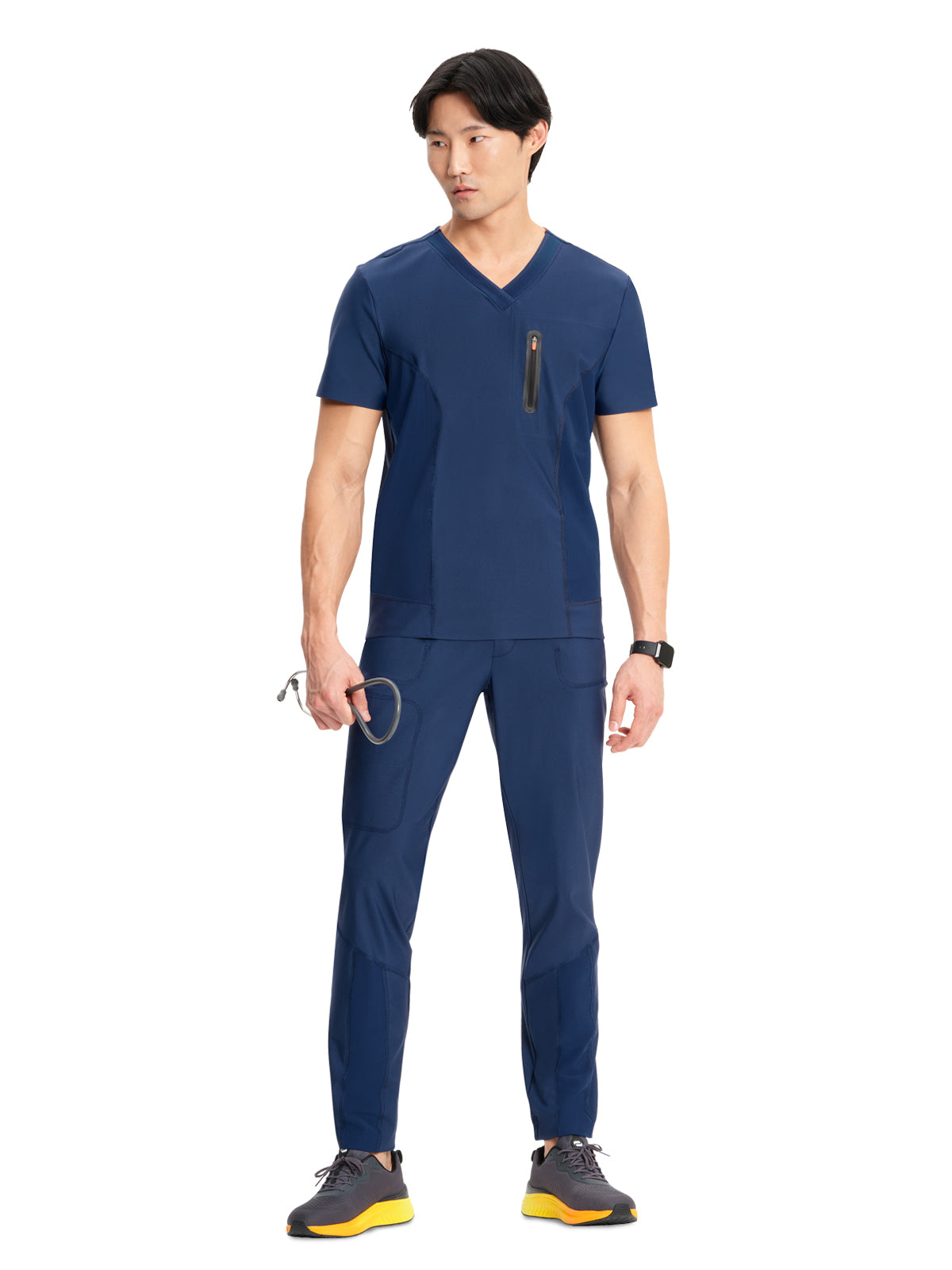 Men's 3-Pocket V-Neck Scrub Top - IN823A - Navy