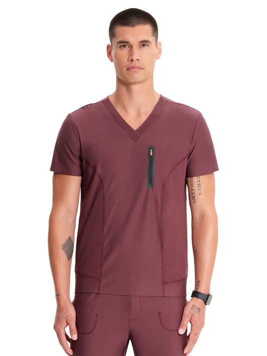 Men's 3-Pocket V-Neck Scrub Top - IN823A - Plum Velvet