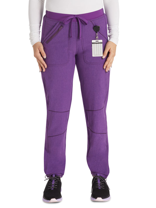 Women's 6-Pocket Contemporary Scrub Pant - IP042A - Heather Magenta