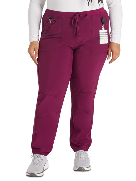 Women's 6-Pocket Contemporary Scrub Pant - IP042A - Wine