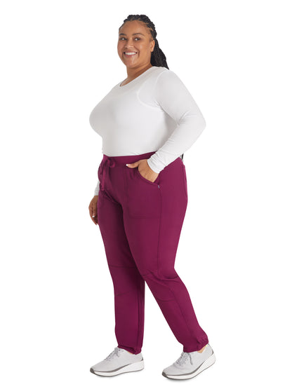 Women's 6-Pocket Contemporary Scrub Pant - IP042A - Wine