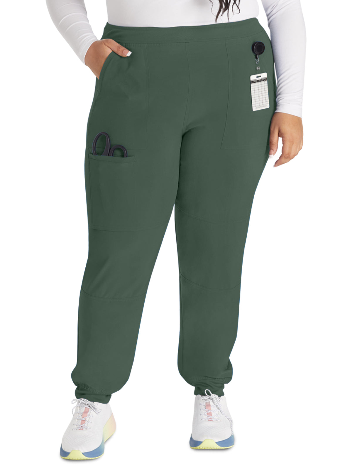 Women's 5-Pocket Tapered Leg Scrub Pant - IP045A - Golden Moss