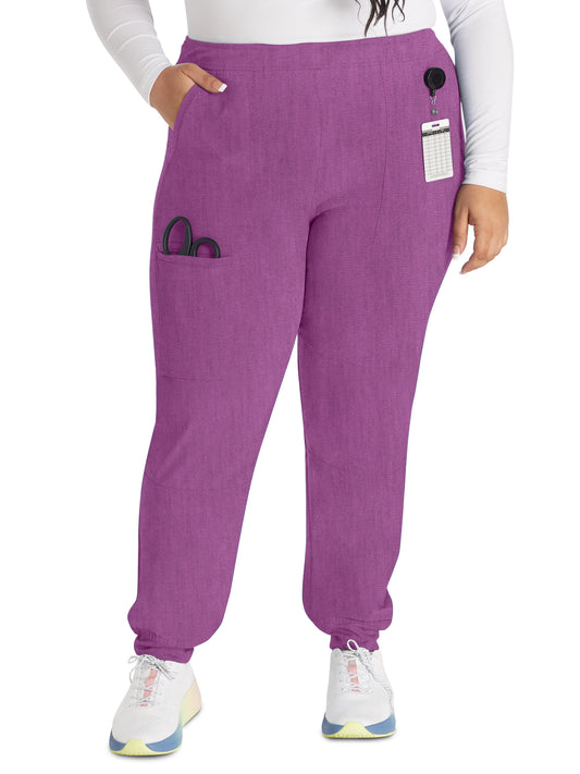 Women's 5-Pocket Tapered Leg Scrub Pant - IP045A - Heather Magenta