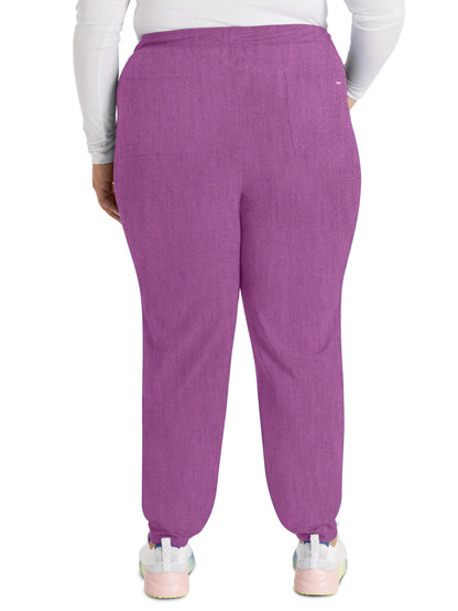 Women's 5-Pocket Tapered Leg Scrub Pant - IP045A - Heather Magenta