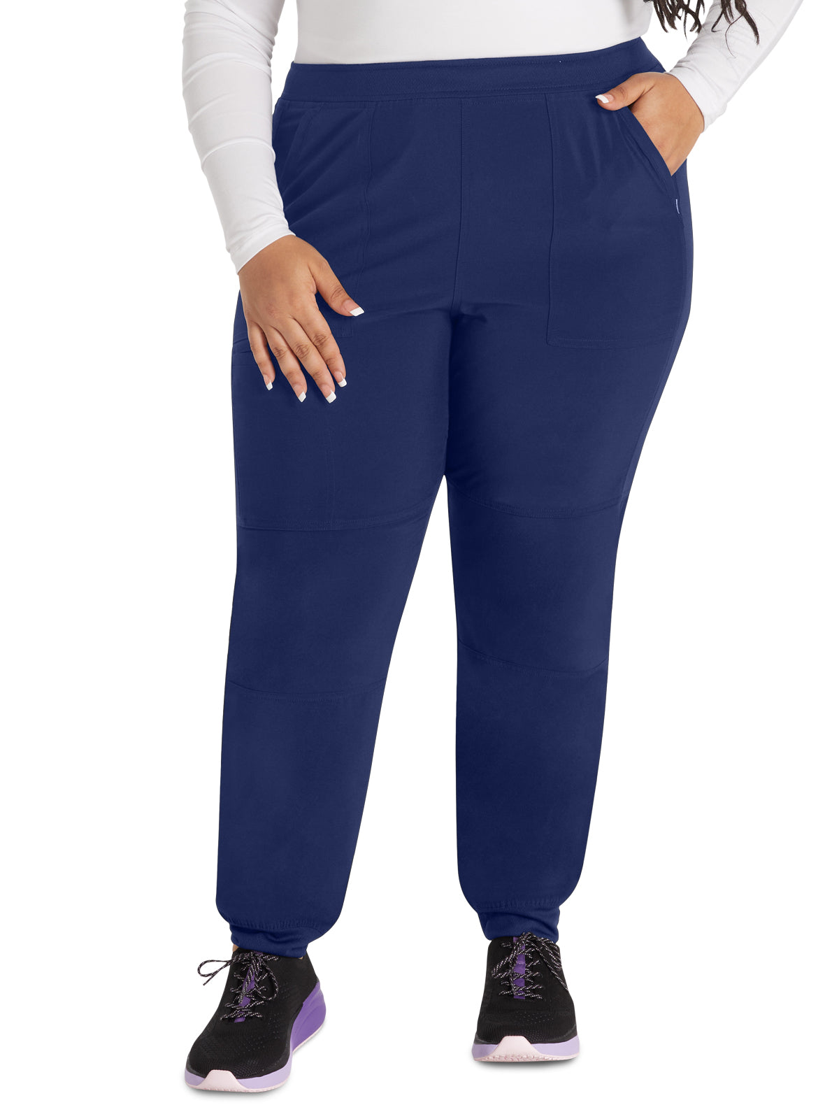 Women's 5-Pocket Tapered Leg Scrub Pant - IP045A - Navy