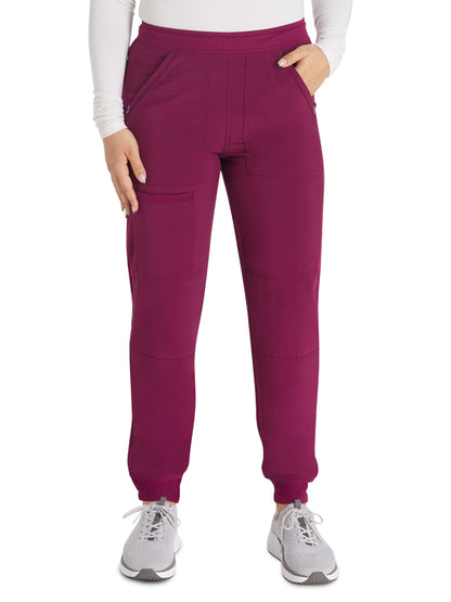 Women's 5-Pocket Tapered Leg Scrub Pant - IP045A - Wine