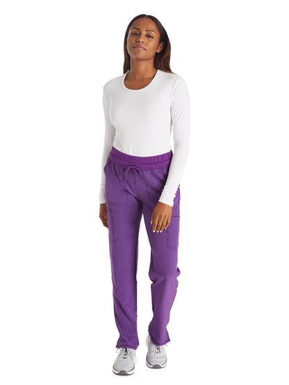 Women's 4-Pocket Straight Leg Scrub Pant - IP072A - Heather Magenta