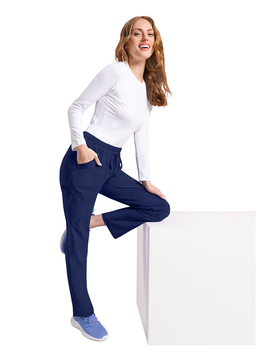 Women's 4-Pocket Straight Leg Scrub Pant - IP072A - Navy