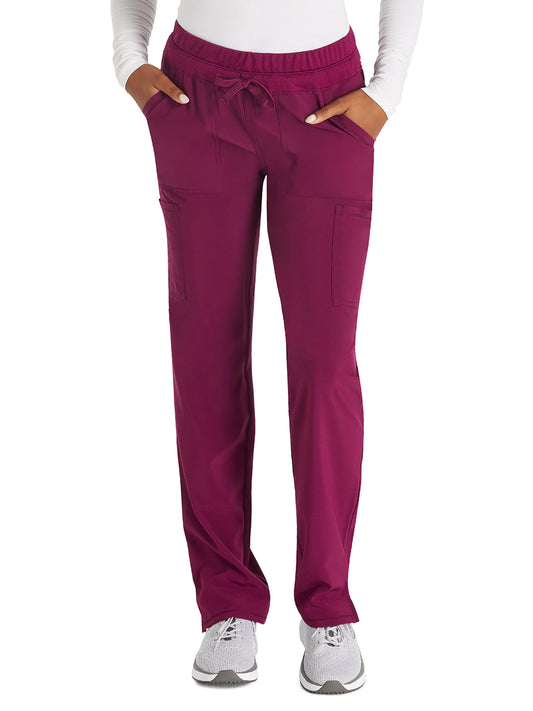 Women's 4-Pocket Straight Leg Scrub Pant - IP072A - Wine