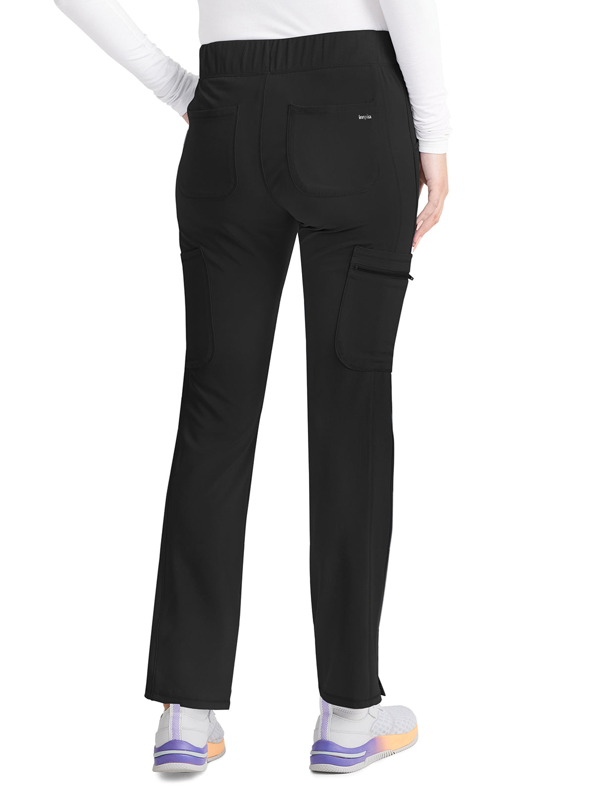 Women's 8-Pocket Mid Rise Scrub Pant - IP121A - Black